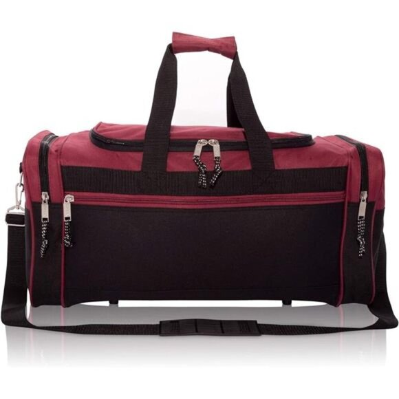 Size 21" Sports Duffle Bag Black Red - Picture 1 of 6